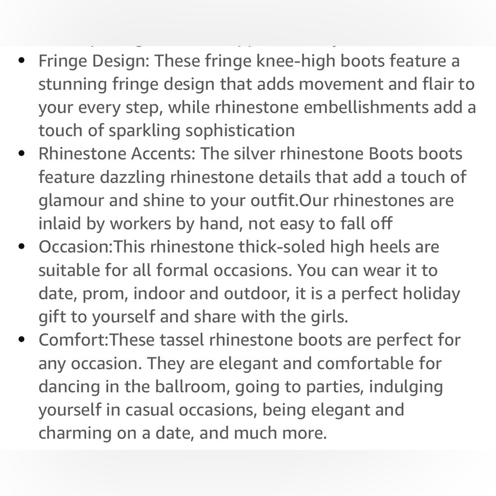 🆕 Rhinestone Silver Fringe Knee-High Boots - Picture 7 of 13